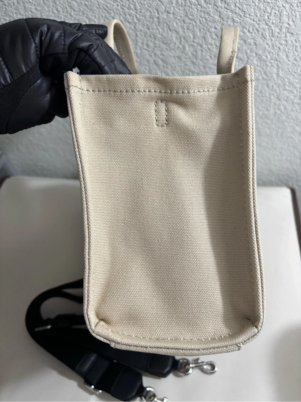 Marc Jacobs Small Canvas Tote in Beige with Black Strap